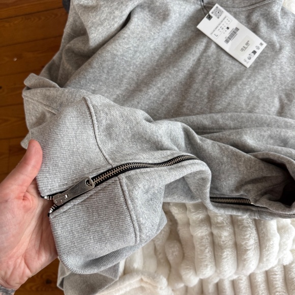 ZARA Gray Oversized Hoodie with Side Zippers – Size L – NWT - Picture 5 of 5
